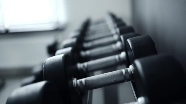 Rows With Dumbbells Of Varying Weights In The Gym for Bodybuilding Exercises