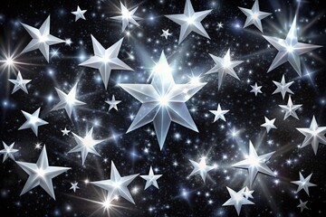 White Stars on a Black Background, Perfect for Night Sky, Space, or Cosmic Themed Designs and Art