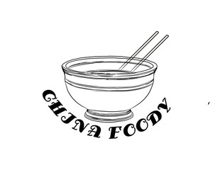 hand drawn bowl with chopsticks, Asian food. Chinese, Korean, Japanese bowl vector illustration