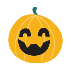 Halloween design with hand drawn pumpkin lantern. Clipart. Vector illustration
