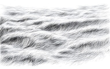 Sea Waves Detailed Black and White Line Drawing
