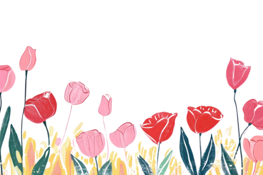 PNG Cute rose field illustration painting blossom balloon. - Powered by Adobe