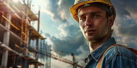 Construction professional or engineer working on a building site