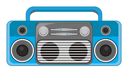 vintage radio isolated on transparent background. vector Illustration radio receiver with blue grey white color. transparent background PNG