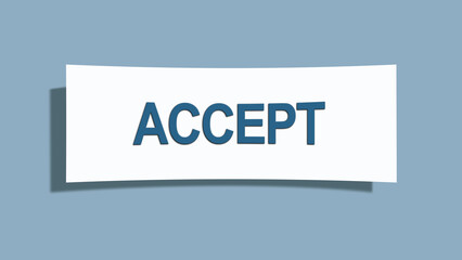 Accept. A card isolated on blue background.