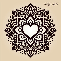 Easy coloring mandala design. Vector mandala with flowers. A decorative geometric mandala