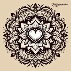 Easy coloring mandala design. Vector mandala with flowers. A decorative geometric mandala