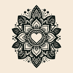 Easy coloring mandala design. Vector mandala with flowers. A decorative geometric mandala