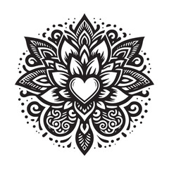 Easy coloring mandala design. Vector mandala with flowers. A decorative geometric mandala