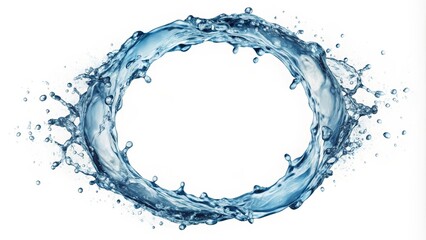 Swirling stream of water forming a perfect circle against a light blue background