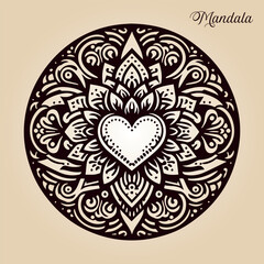 Easy coloring mandala design. Vector mandala with flowers. A decorative geometric mandala