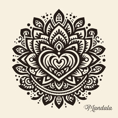 Easy coloring mandala design. Vector mandala with flowers. A decorative geometric mandala