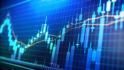 Stock market chart showing bullish trend with candlestick pattern