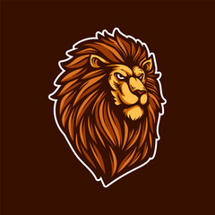 cool lion angry face line art style sketch classic vintage design illustration