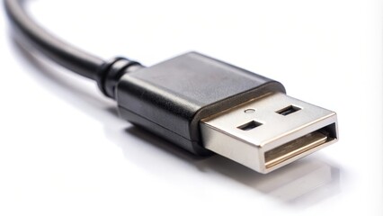 Usb cable lying on white surface with contacts facing up