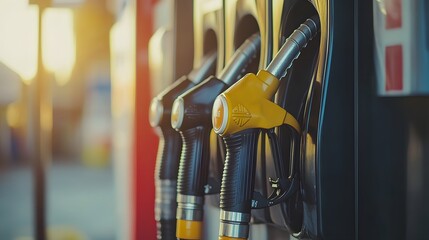 Fuel Pump Nozzles at a Gas Station