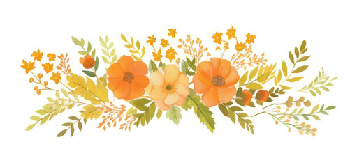 PNG Autumn bouquet as divider watercolor graphics painting pattern.