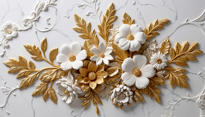 White Flowers on Marble