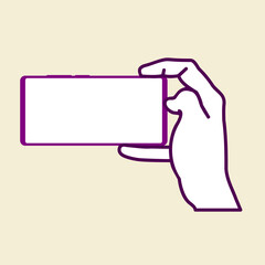 hand holding white screen smartphone