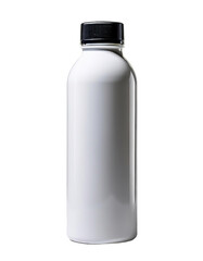 White bottle with black cap