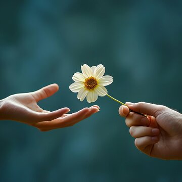 World Kindness Day Hand holding a flower extended towards another hand, World Kindness Day, small gestures of kindness