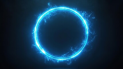Obraz premium A vibrant blue glowing circle with a mystical aura, perfect for backgrounds, digital art, and futuristic themes.