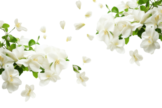 PNG  Photo of flying jasmine flowers blossom plant petal.
