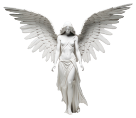 White guardian angel sculpture adult representation.