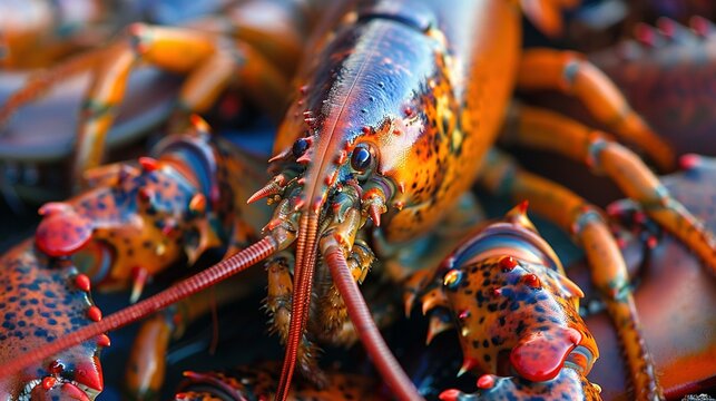 Close-up of a Vibrant Lobster with Red and Black Spots