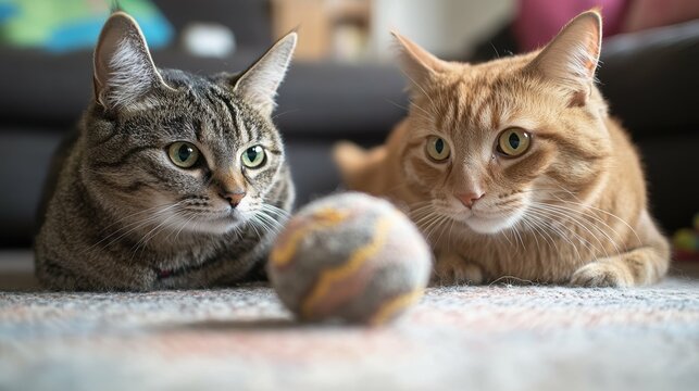 Furry Showdown: Determined Dog vs. Stubborn Cat in Toy Tug-of-War