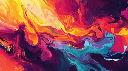 Fototapeta premium Dynamic flame effects in vibrant hues, blending cutting-edge digital art techniques with bold abstract compositions in bright colors