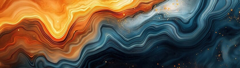An abstract design featuring vibrant orange and blue waves, creating a mesmerizing visual effect perfect for artistic projects.