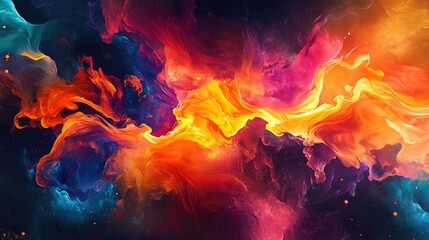 Fototapeta premium Stunning dynamic flame effects in vibrant colors, creating a bold and abstract composition with cutting-edge digital art techniques