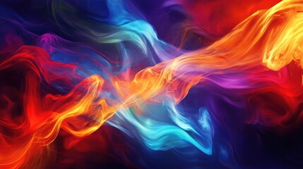 Fototapeta premium Vibrant abstract flame effects in bold, bright colors, showcasing innovative digital art techniques in a dynamic composition