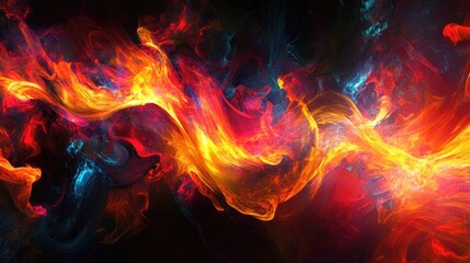 Fototapeta premium Vibrant dynamic flame effects, using innovative digital art techniques to create a bold abstract design with bright, striking colors