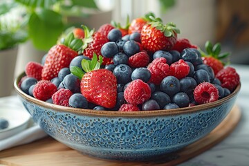 Fresh and Juicy Berries in a Bowl