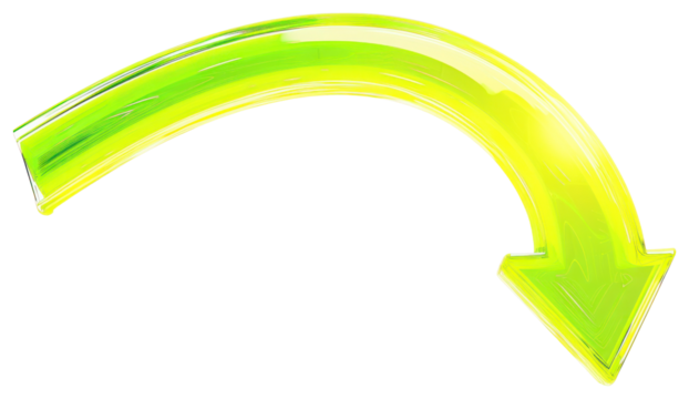 PNG Yellow-green neon curve arrow symbol line white background.