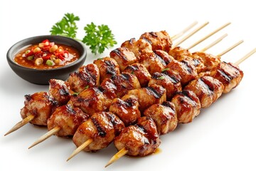 Grilled Chicken Skewers with a Side of Spicy Dipping Sauce