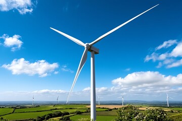A wind farm in a rural landscape, representing renewable energy as a positive solution to reduce environmental impact