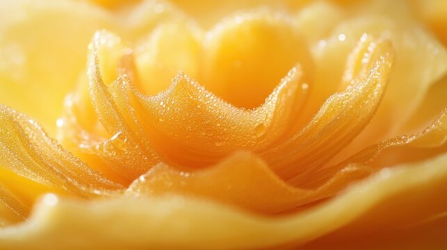 Dramatic close-up of a perfectly formed Thai foi thong (golden egg yolk threads) dessert its intricate weave on full display