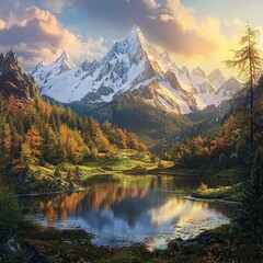 Fototapeta premium Serene Mountain Landscape