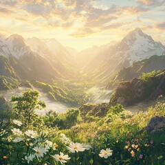 Fototapeta premium Majestic Mountain Sunrise