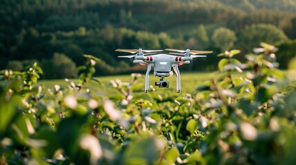 A Drone Flying Over Lush Green Foliage