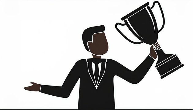 recommend clip art: silhouette of man holds champions cup trophy vector design. success concept. Champion cup winner trophy