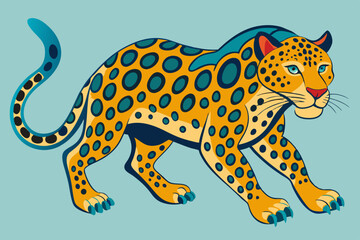 Jaguar Crawl Side View, Geometric Style