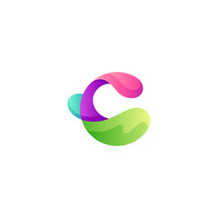 Abstract letter C logo with colorful 3d design style