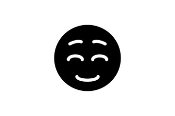 Relaxed face emoji in black. Emoticon icon vector.