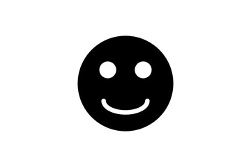 Slightly smile face emoji in black. Emoticon icon vector.