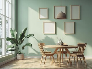 Modern Living Room with Scandinavian Furniture and Plant
