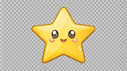 Cartoon star with a happy expression is shining brightly